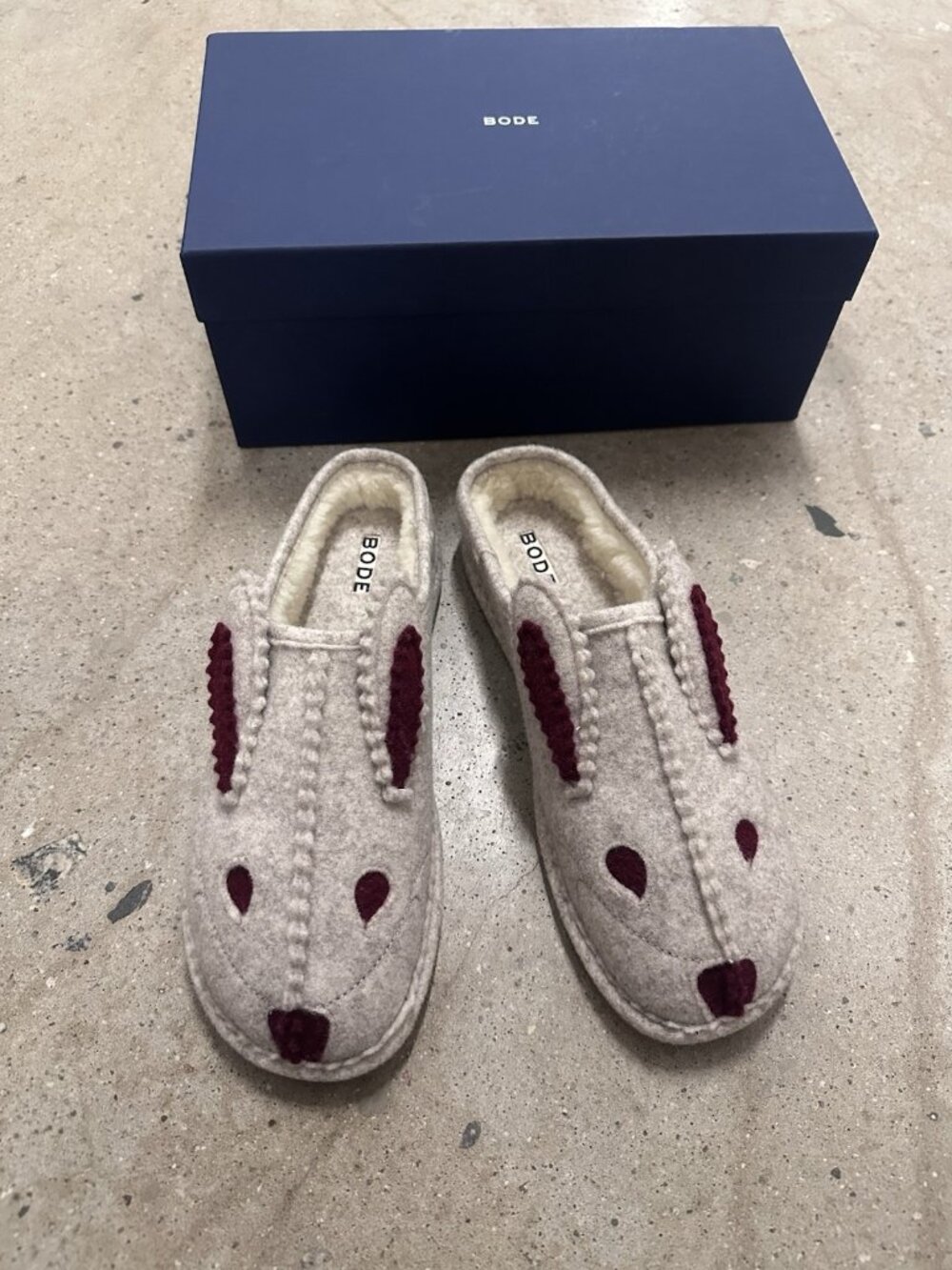BODE Rabbit Slipper Shoes Cream & Red